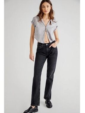 Agolde | Lyle Low Rise Slim Jeans In Technique Black Size 23